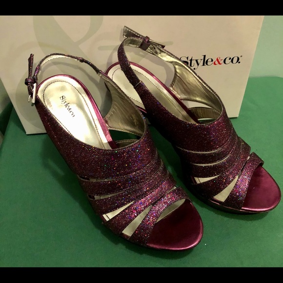 Style & Co. Shoes - Style & Co Purple Glitter Heels
